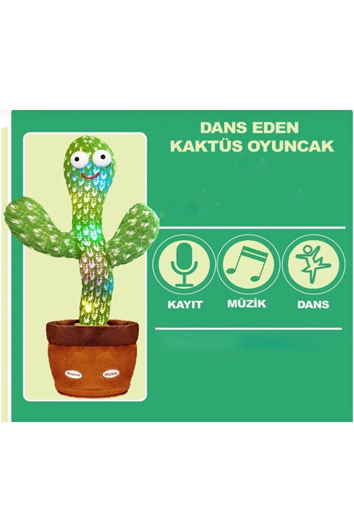 Konuşan Dans Eden, Müzikli Işıklı Saksı Kaktüs Peluş Oyuncak
