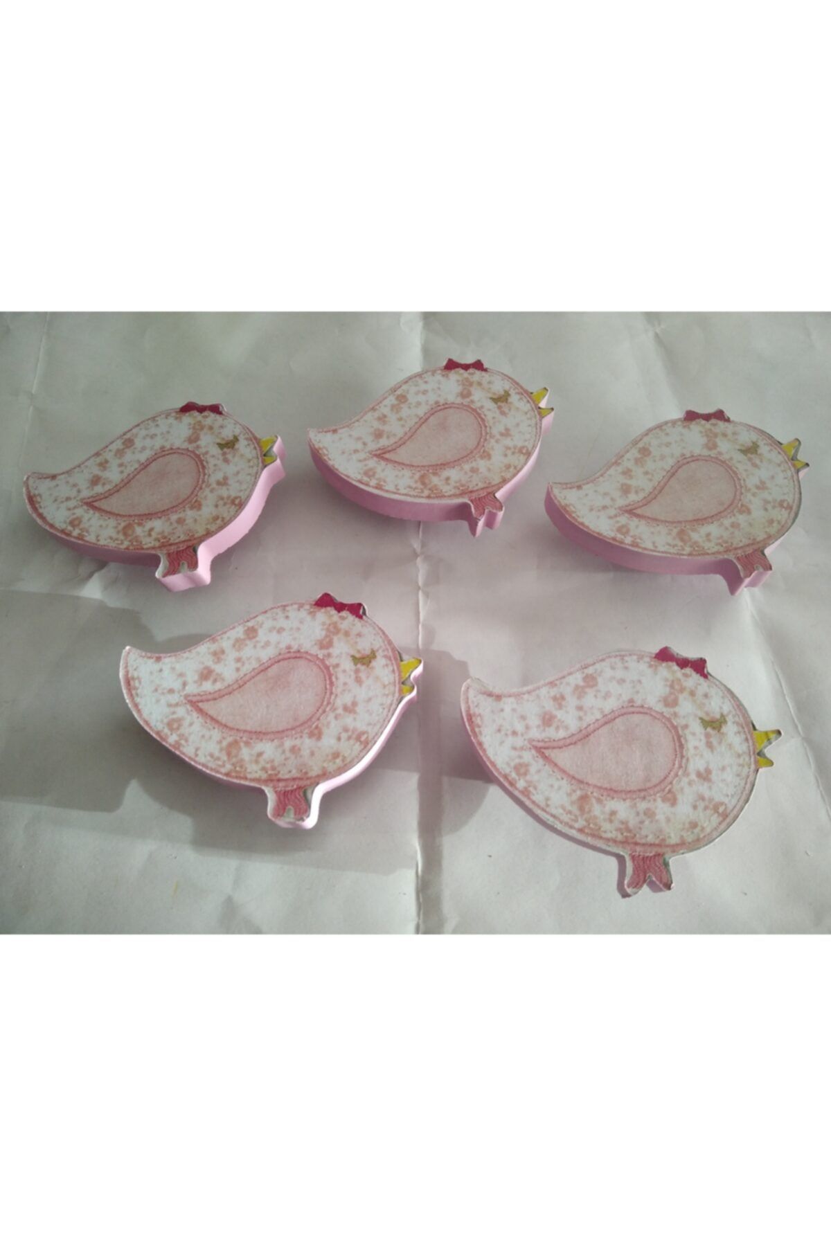 Kuş Nakışlı Kulp 5 Li Set Bebek Çocuk Odası Dolap Çekmece Kulbu