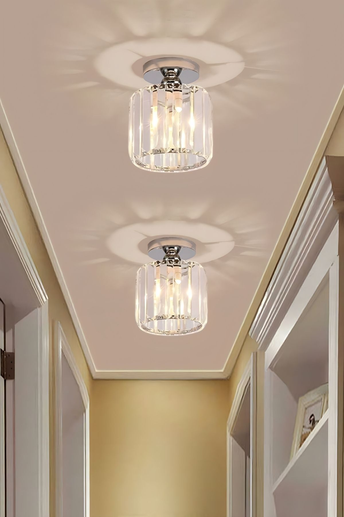 Chiaro Forte Model Krom Renk Kaplama Kristal Taşlı Metal Gövde Luxury Serisi Modern Plafonyer Avize