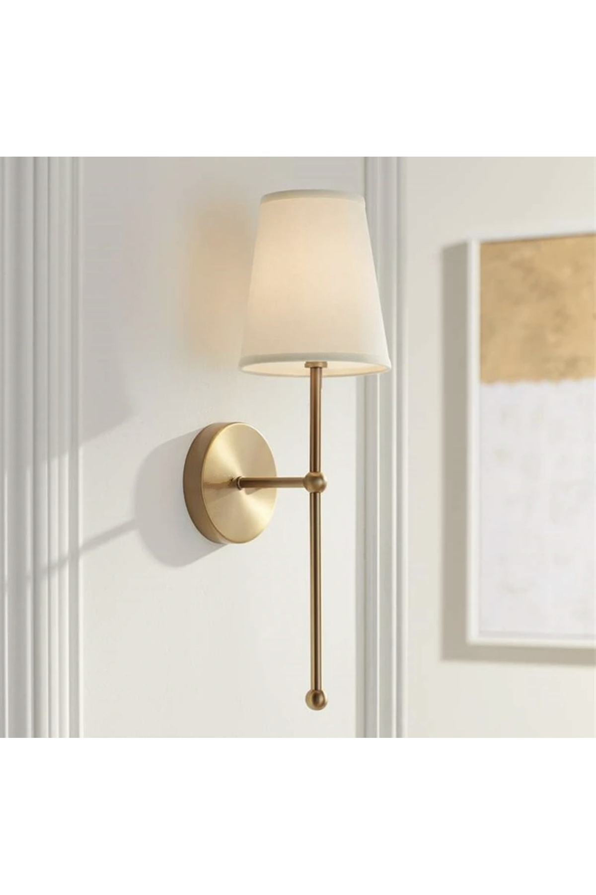 Modern Tasarım 1 Adet Duvar Ledli Pilli Aplik Tak Çalıştır Eskitme Gold Krem Abajur Gün Işığı Pilli