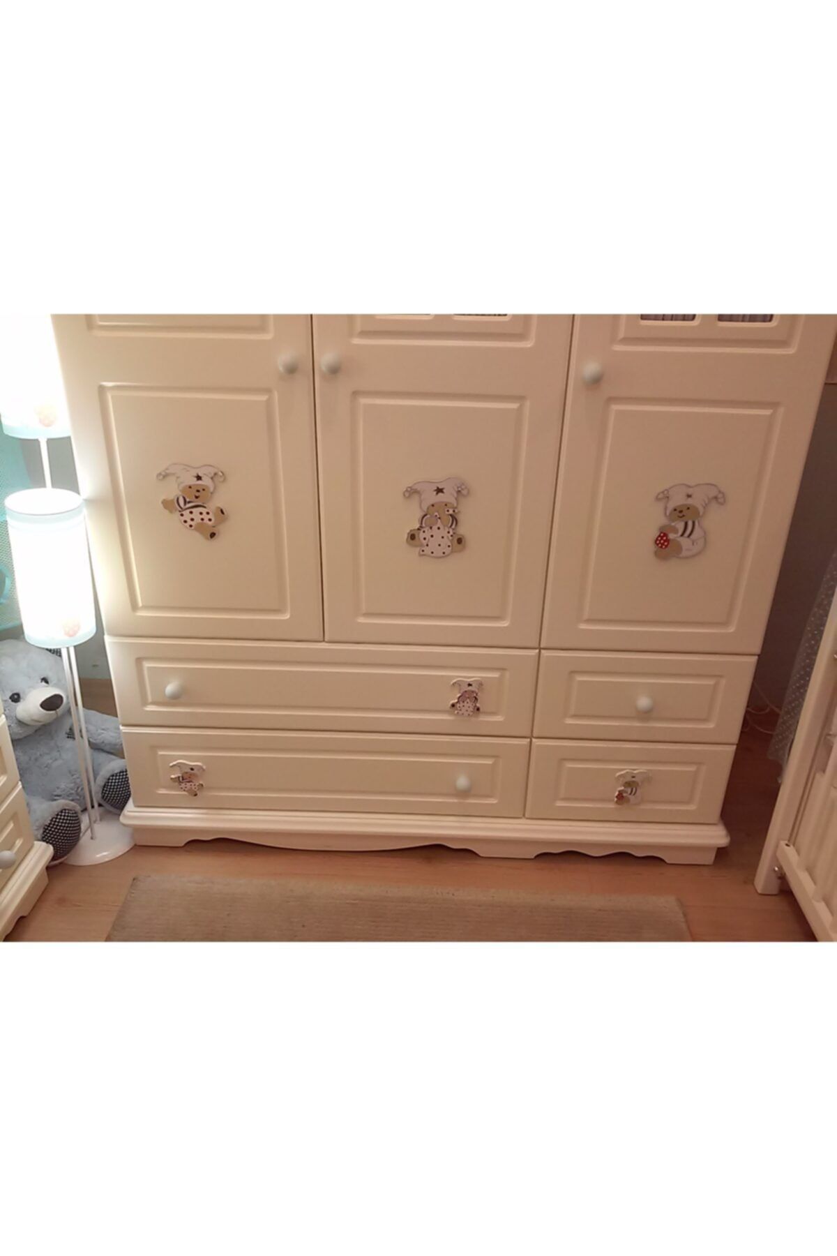 Pembe Kuklet Bebek 6 Lı Set Bebek Çocuk Odası Dolap Çekmece Kulbu