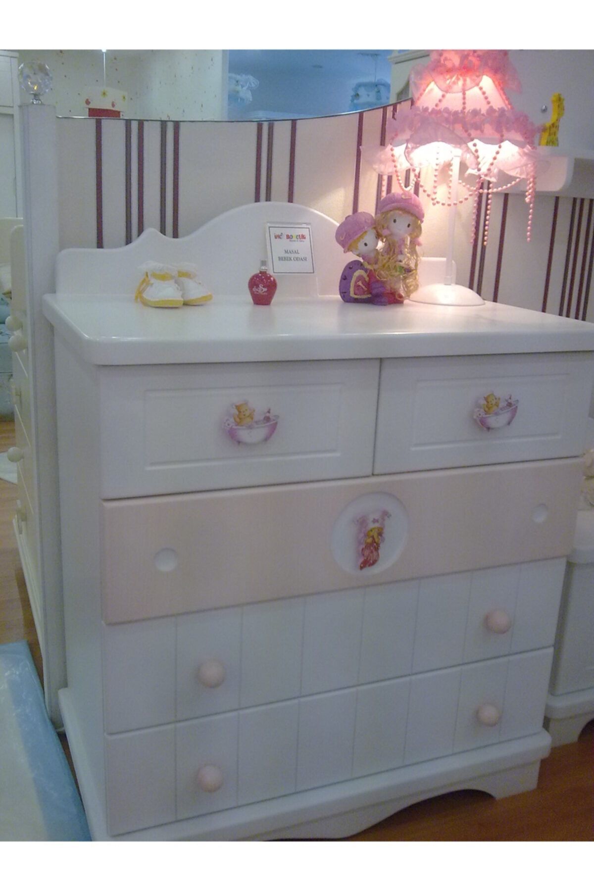 Pembe Kuklet Bebek 6 Lı Set Bebek Çocuk Odası Dolap Çekmece Kulbu