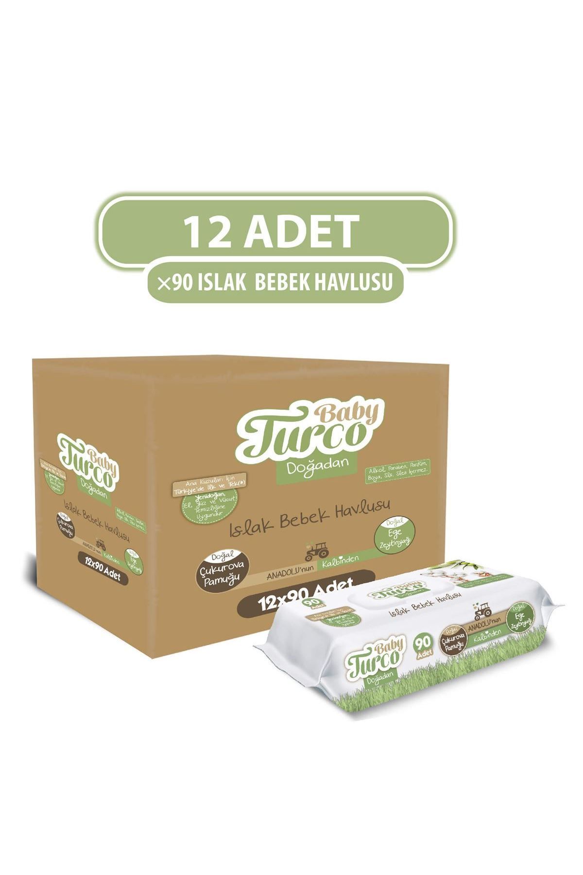 Doğadan Yenidoğan Islak Bebek Havlusu 12x90 Yaprak