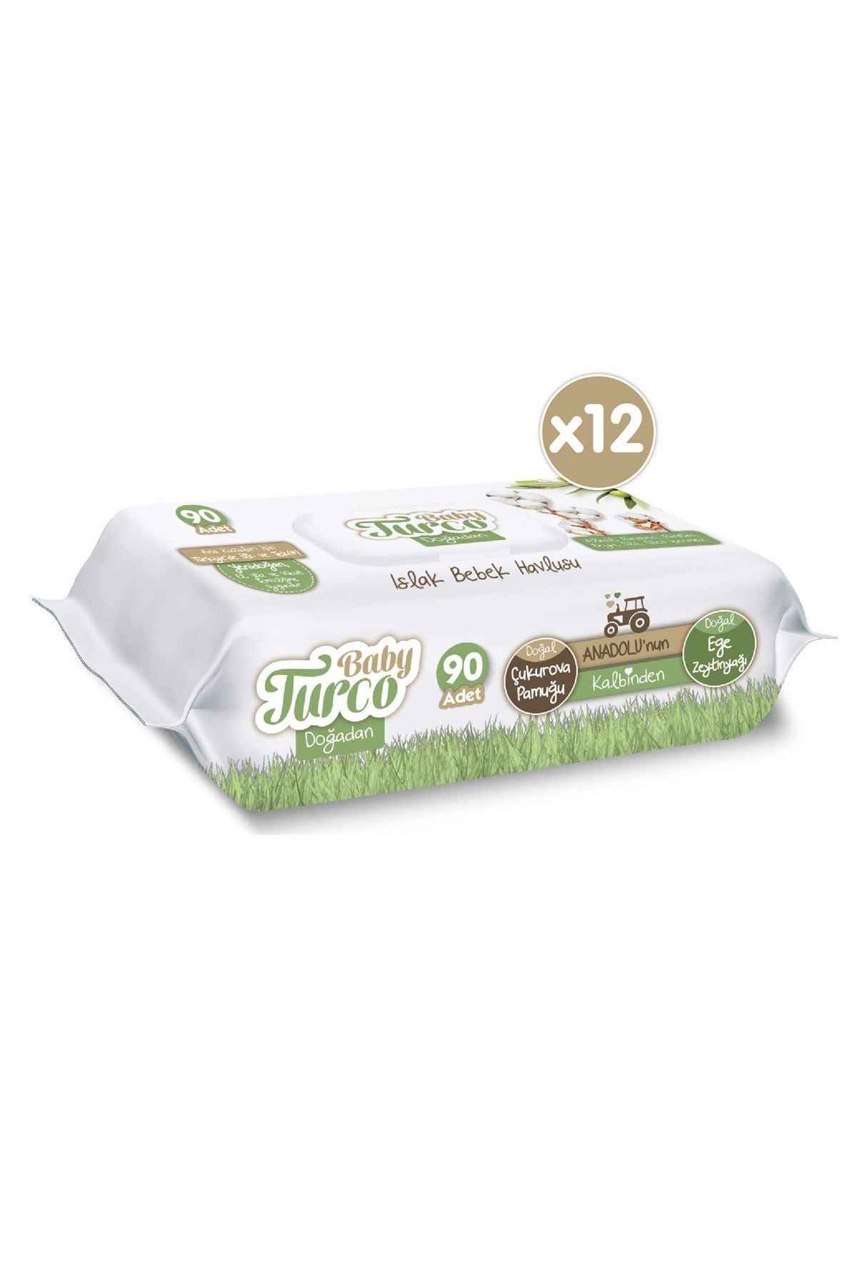 Doğadan Yenidoğan Islak Bebek Havlusu 12x90 Yaprak